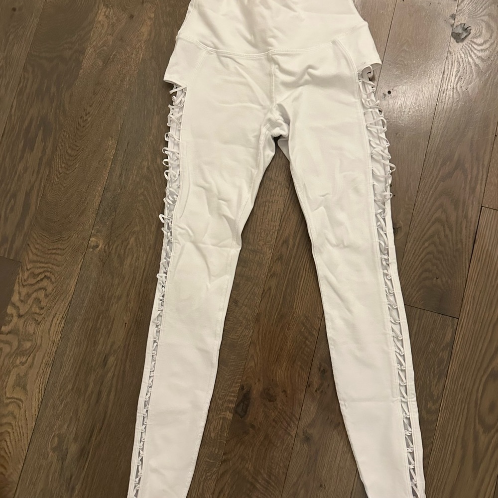 Alo White Lace-Up Leggings